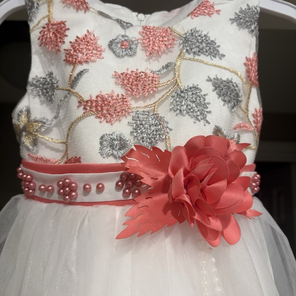 24m/2T Toddler Easter Flower Girl Lace Dress Wedding Formal Dresses Pink/peach - Picture 4 of 11